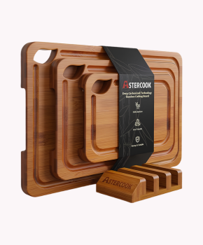 Cutting Boards for Kitchen with Wood Storage Stand